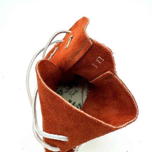 TAOS Handmade Suede Booties Red Rust Suede With Silver Conchos Size 13 Western - Picture 10 of 11